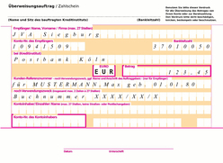 Beispiel für einen Überweisungsauftrag.